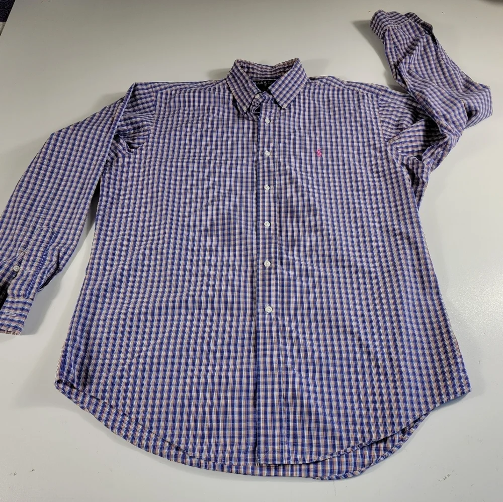 Ralph Lauren Classic Fit Oxford Shirt Large Plaid Long Sleeve